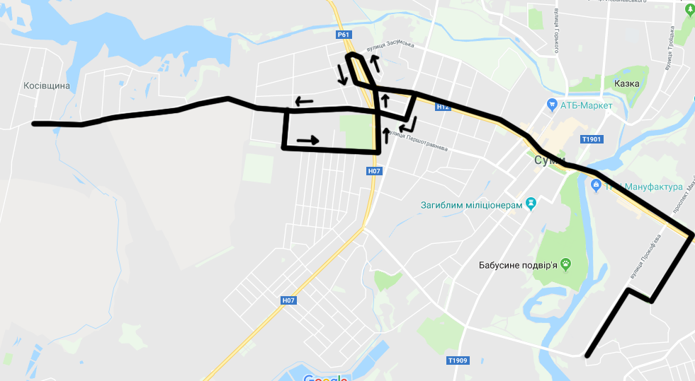 Схема нового автобусного маршрута №67
